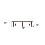 HomeRoots 75 Natural and Black Distressed Solid Wood Dining Bench - 75