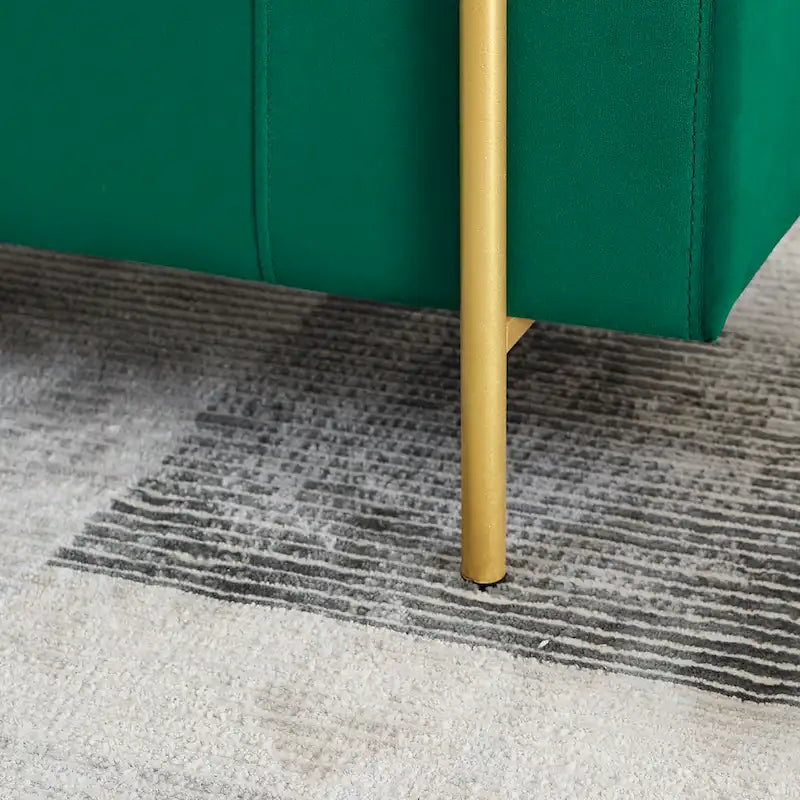 GDFStudio - Harper Linen Upholstered Storage Bench with Cylindrical Arms and Gold Metal Legs