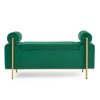 GDFStudio - Harper Linen Upholstered Storage Bench with Cylindrical Arms and Gold Metal Legs