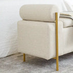 GDFStudio - Harper Linen Upholstered Storage Bench with Cylindrical Arms and Gold Metal Legs