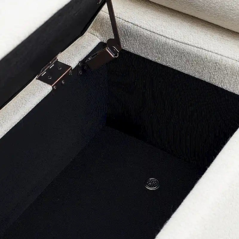 GDFStudio - Harper Linen Upholstered Storage Bench with Cylindrical Arms and Gold Metal Legs