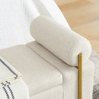 GDFStudio - Harper Linen Upholstered Storage Bench with Cylindrical Arms and Gold Metal Legs
