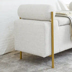 GDFStudio - Harper Linen Upholstered Storage Bench with Cylindrical Arms and Gold Metal Legs