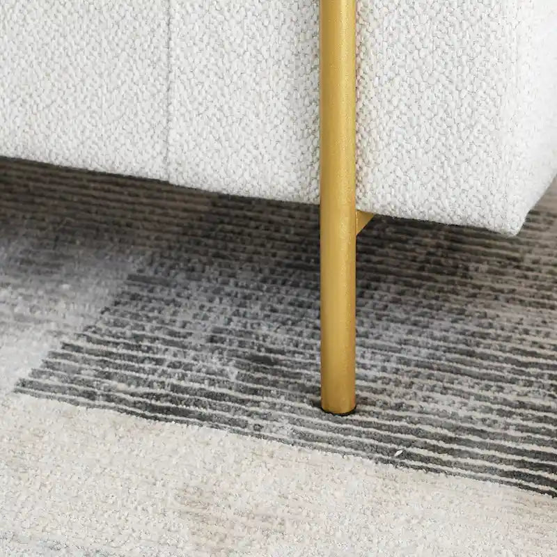 GDFStudio - Harper Linen Upholstered Storage Bench with Cylindrical Arms and Gold Metal Legs