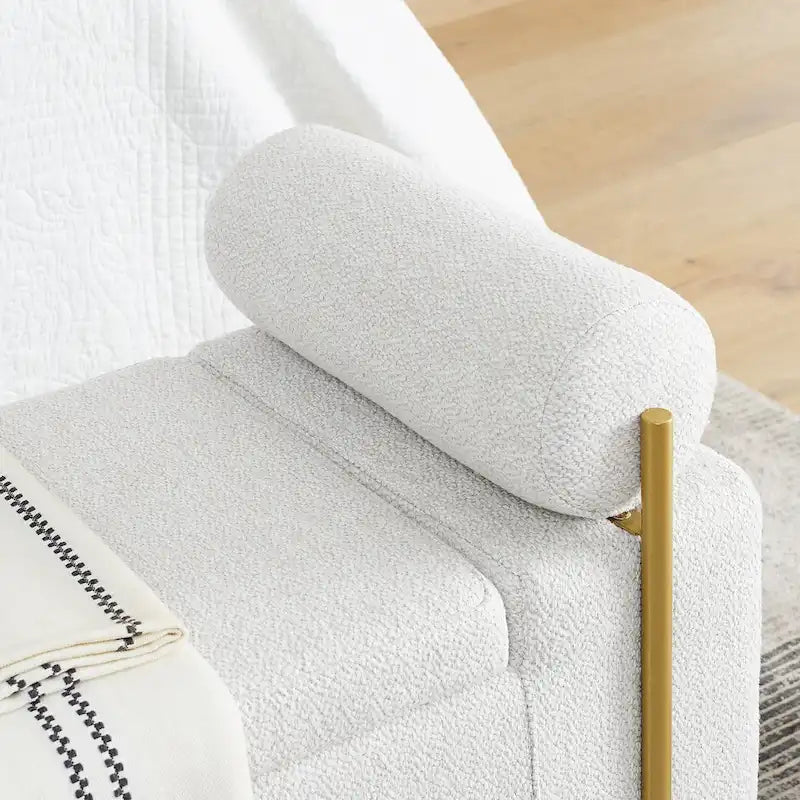 GDFStudio - Harper Linen Upholstered Storage Bench with Cylindrical Arms and Gold Metal Legs