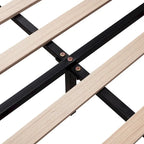 Classic Full Size Platform Bed Soft Velvet Upholstered Bed Frame with Flower Pattern Headboard, NO Box Spring Required