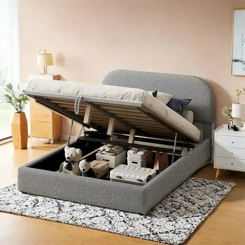 Full Size Upholstered Platform Bed with Hydraulic Storage System