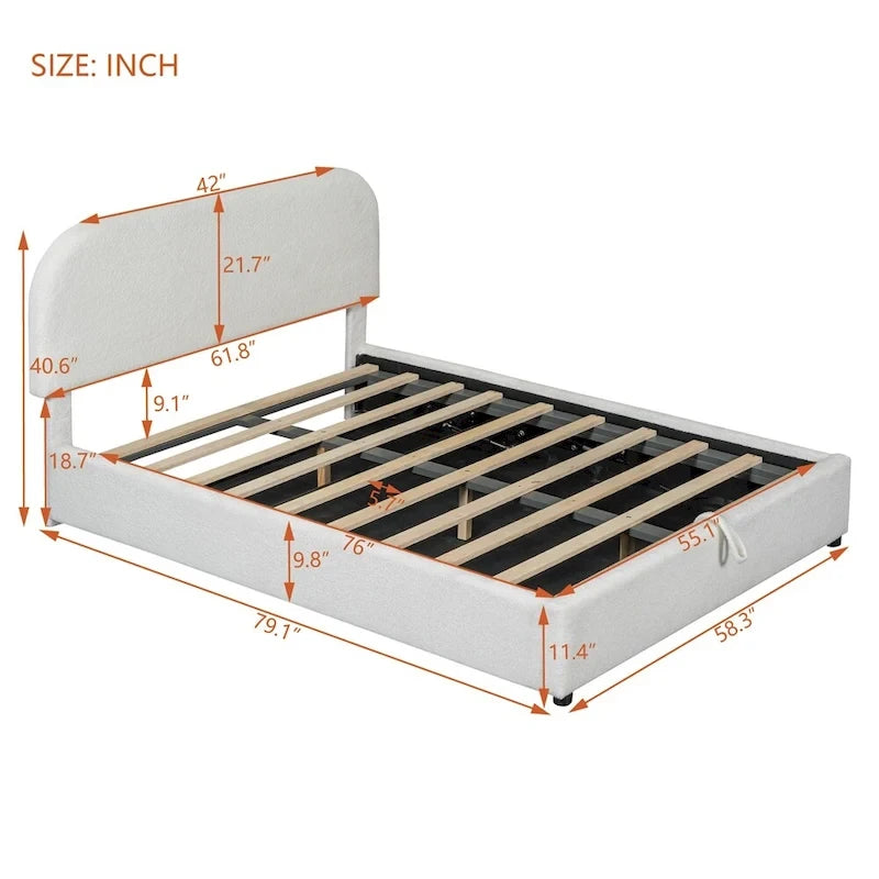Full Size Upholstered Platform Bed with Hydraulic Storage System