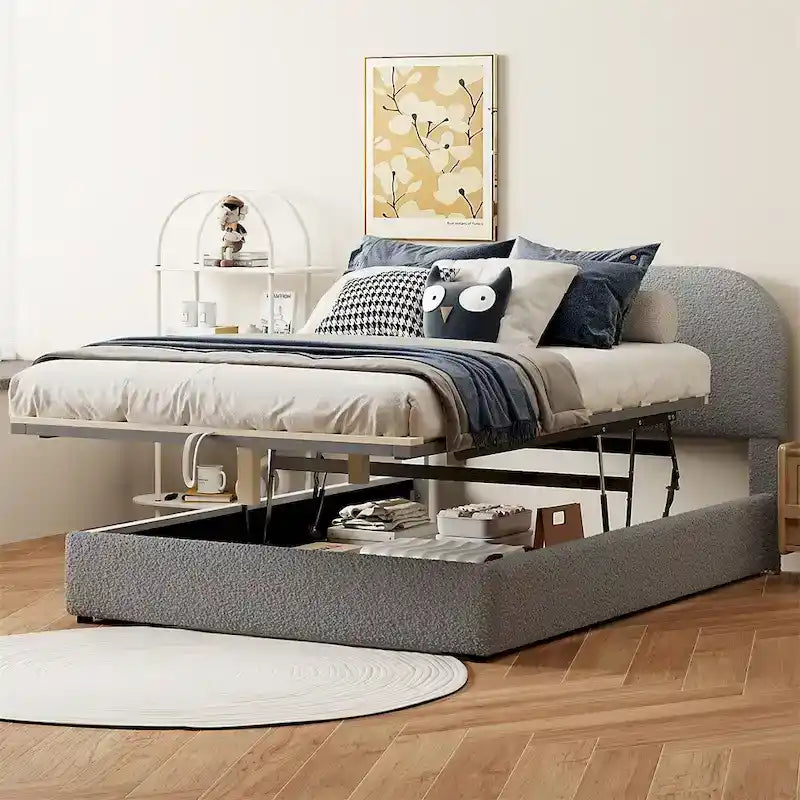 Full Size Upholstered Platform Bed with Hydraulic Storage System