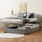 Full Size Upholstered Platform Bed with Hydraulic Storage System
