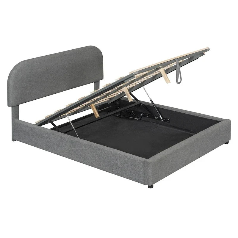 Full Size Upholstered Platform Bed with Hydraulic Storage System