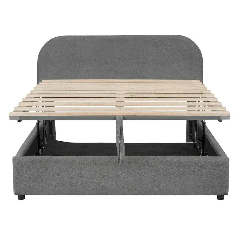 Full Size Upholstered Platform Bed with Hydraulic Storage System