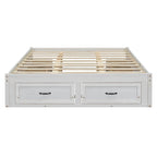 Queen Size Platform Bed with 6 Storage Drawers, Antique White
