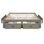 Queen Size Platform Bed with 6 Storage Drawers, Antique White