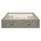 Queen Size Platform Bed with 6 Storage Drawers, Antique White