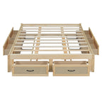 Queen Size Platform Bed with 6 Storage Drawers, Antique White