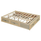 Queen Size Platform Bed with 6 Storage Drawers, Antique White