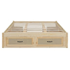 Queen Size Platform Bed with 6 Storage Drawers, Antique White