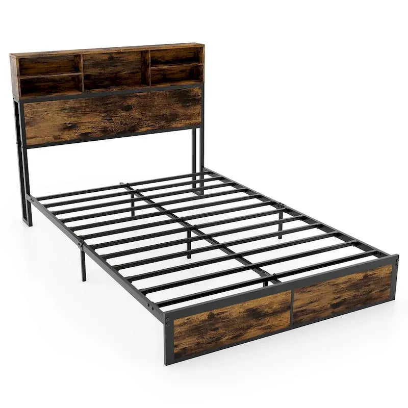 Costway Twin/Full/Queen/King Bed Frame with Charging Station Storage
