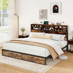 Costway Twin/Full/Queen/King Bed Frame with Charging Station Storage