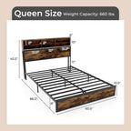Costway Twin/Full/Queen/King Bed Frame with Charging Station Storage