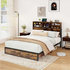 Costway Twin/Full/Queen/King Bed Frame with Charging Station Storage