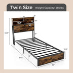 Costway Twin/Full/Queen/King Bed Frame with Charging Station Storage