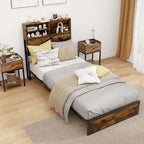 Costway Twin/Full/Queen/King Bed Frame with Charging Station Storage