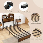 Costway Twin/Full/Queen/King Bed Frame with Charging Station Storage