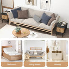 Costway Sliding Door Nightstand Mid-century Modern Storage End Table