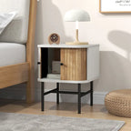 Costway Sliding Door Nightstand Mid-century Modern Storage End Table