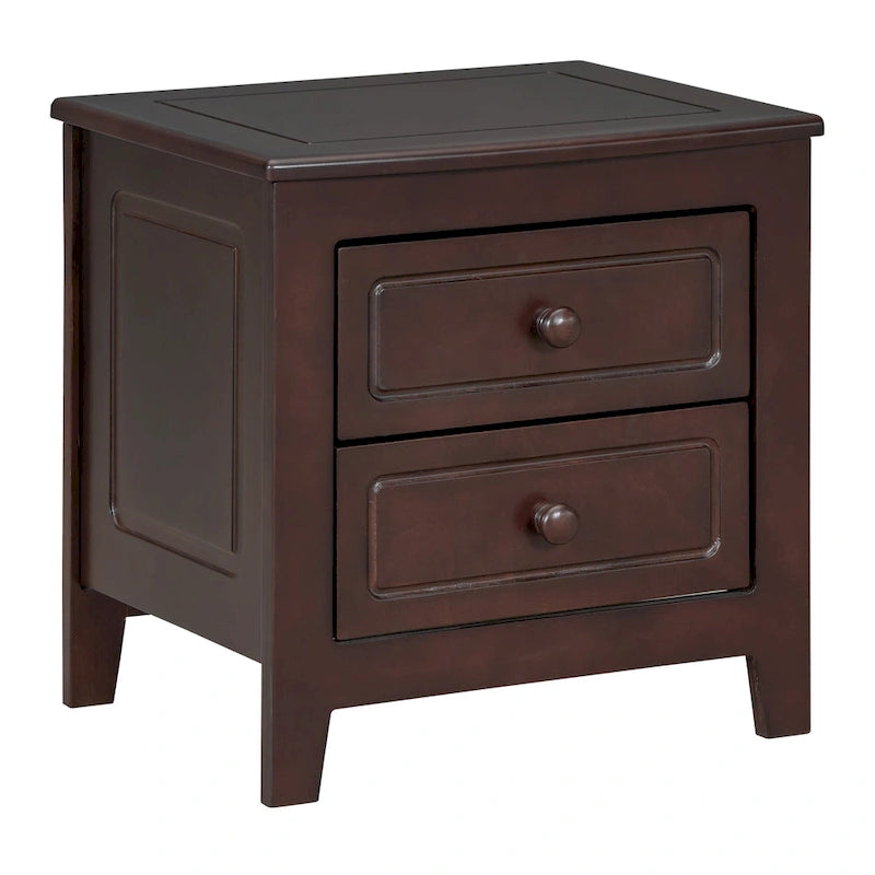 Roomfitters 2-Drawer Nightstand for Bedroom, Mid-Century Retro Bedside Table with Classic Design