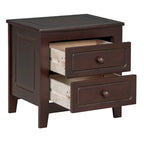 Roomfitters 2-Drawer Nightstand for Bedroom, Mid-Century Retro Bedside Table with Classic Design
