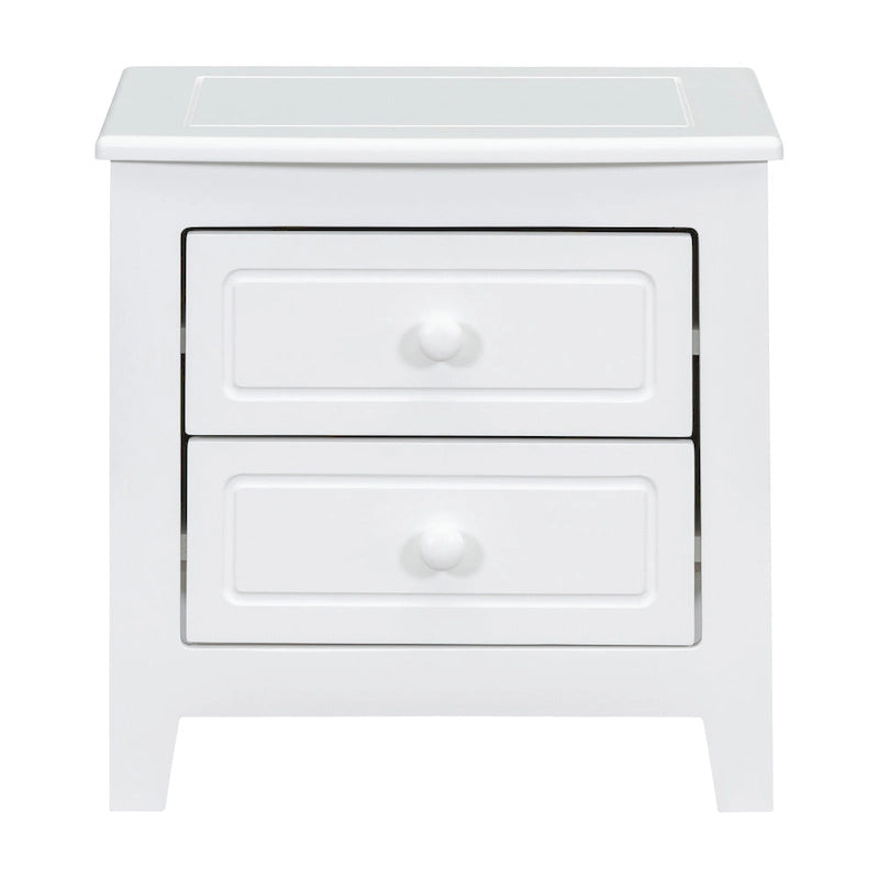 Roomfitters 2-Drawer Nightstand for Bedroom, Mid-Century Retro Bedside Table with Classic Design