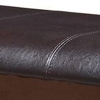 Wooden Counter Height Bench with Leatherette Seat, Brown and Black