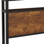 King Size Modern Metal Platform Bed with Wooden Headboard and LED Lights for Bedroom