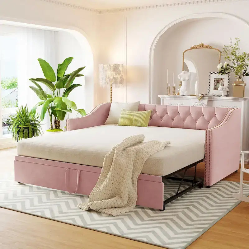 Modern Twin Size Daybed with Pop Up Trundle