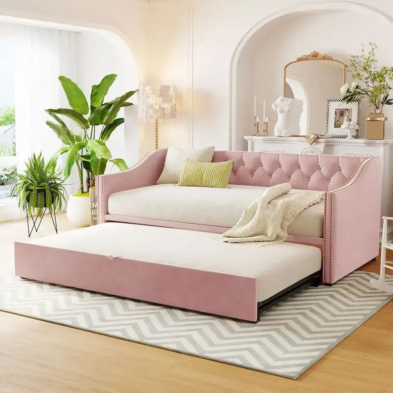 Modern Twin Size Daybed with Pop Up Trundle