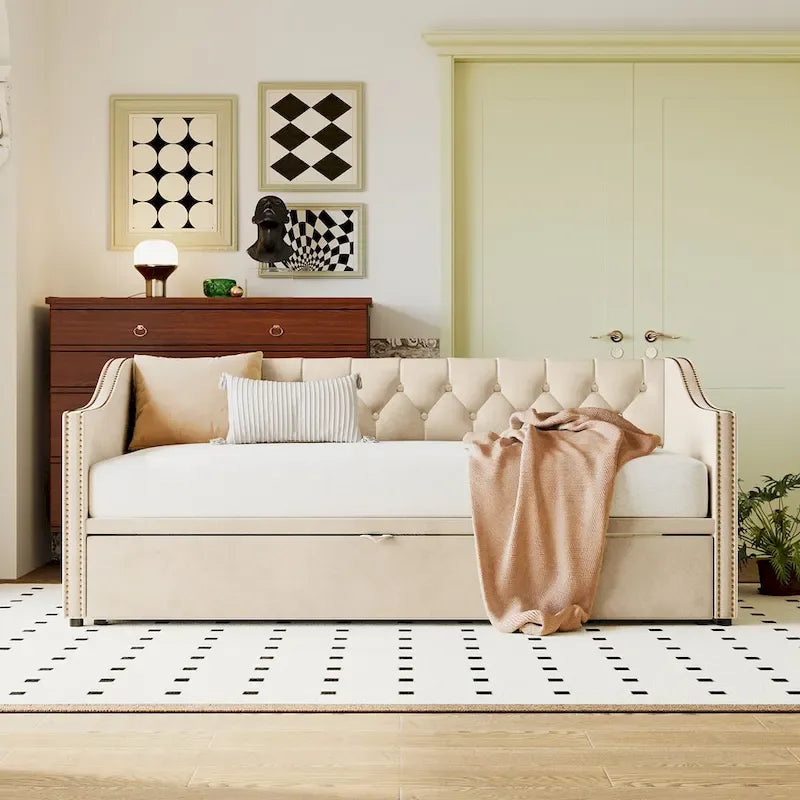 Modern Twin Size Daybed with Pop Up Trundle