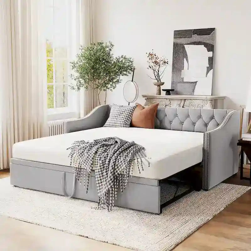 Modern Twin Size Daybed with Pop Up Trundle