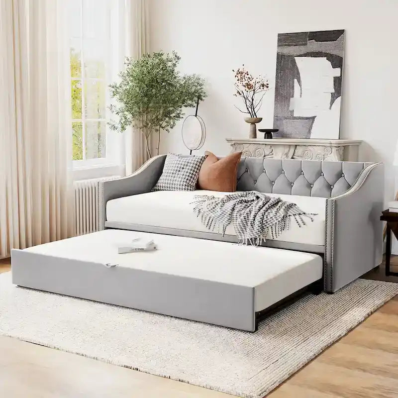 Modern Twin Size Daybed with Pop Up Trundle