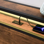 Wooden Platform Bed with Bookcase Headboard,Charging Station and LED Lights