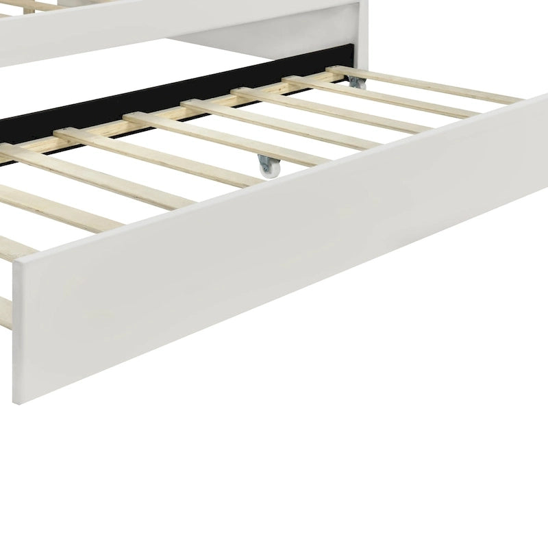 Full Size Upholstered Daybed with Shell Backrest and Trundle