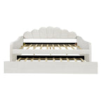 Full Size Upholstered Daybed with Shell Backrest and Trundle