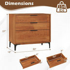 Gymax 3-Drawer Dresser w/ Metal Support Legs & Anti-tipping Kit for