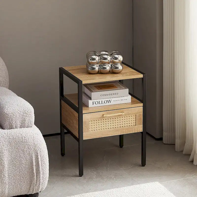 Rattan 1-drawer Nightstand