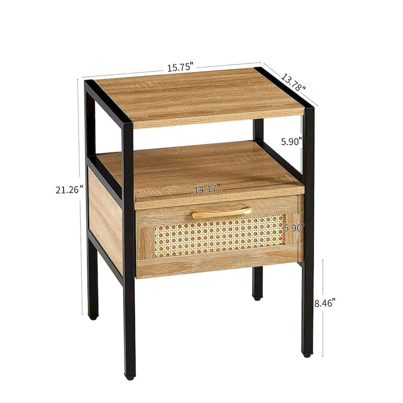 Rattan 1-drawer Nightstand