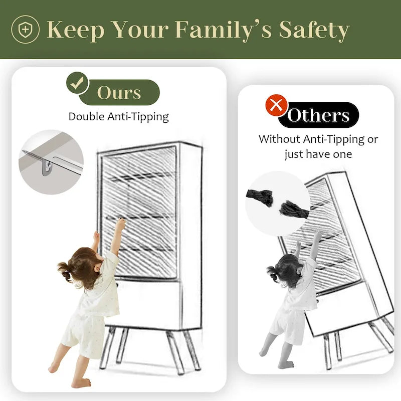 Modern Rattan 4-Drawer Dresser Chest with Metal Handles