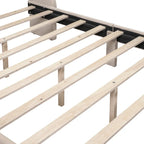 Full Size Beige Velvet Upholstered Platform Bed with Large Drawer