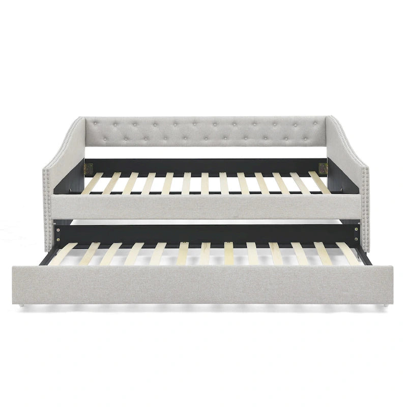 Upholstered Tufted Sofa Bed with Trundle